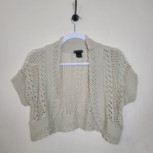 Vanilla Crochet Cropped Top Womens S Cottagecore Peasant Prairie Knit Shrug Boho